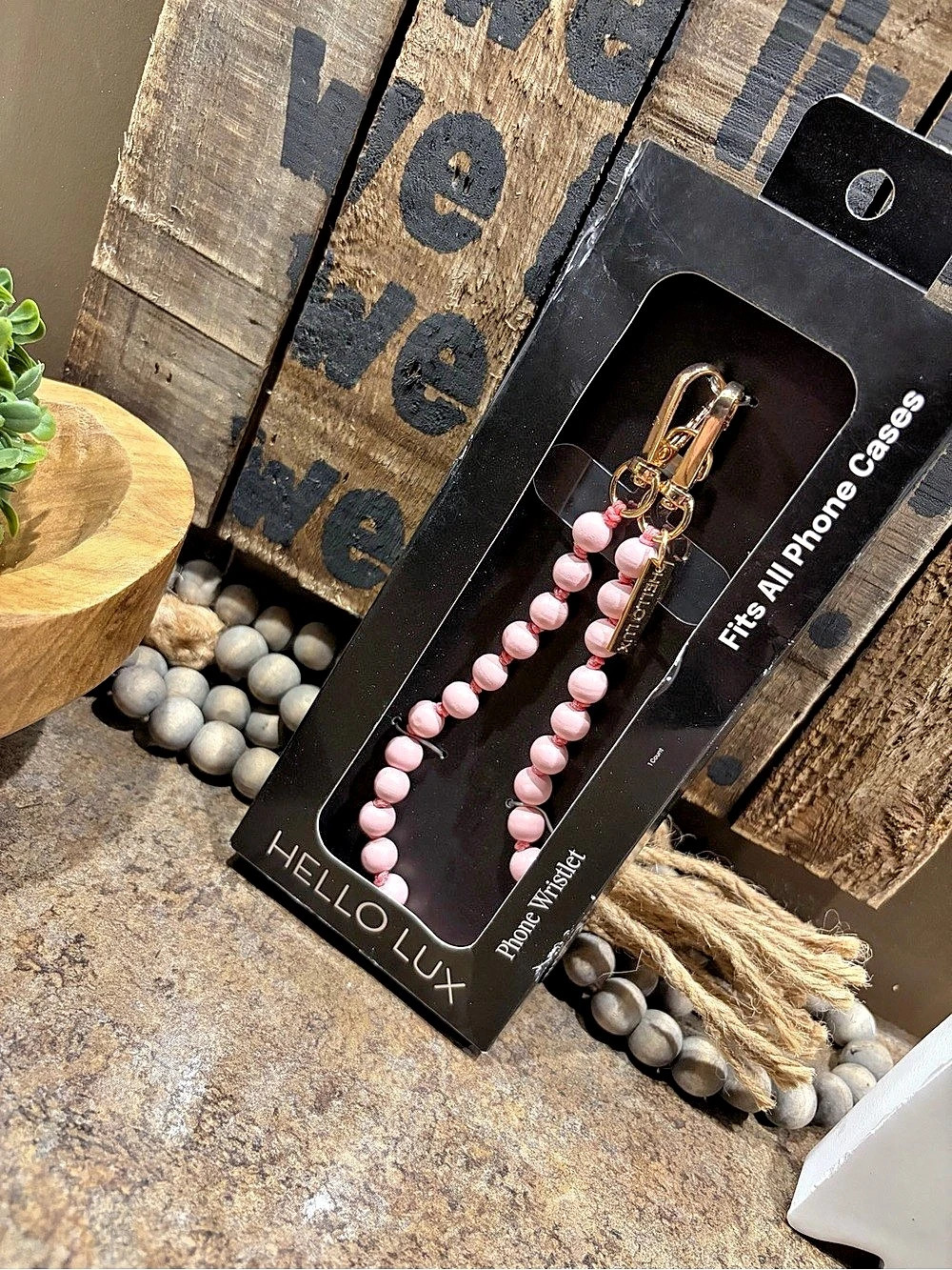 Hello Luxe Phone Wristlet Beaded in Pink